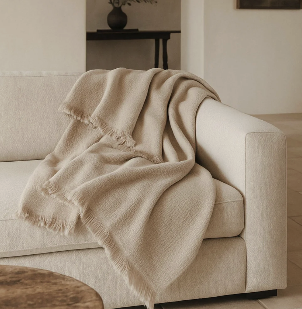 Anaya Home Blissful Bamboo Beige Throw