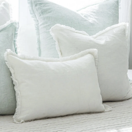 Anaya Home White Fringe So Soft Linen Pillow 14x20