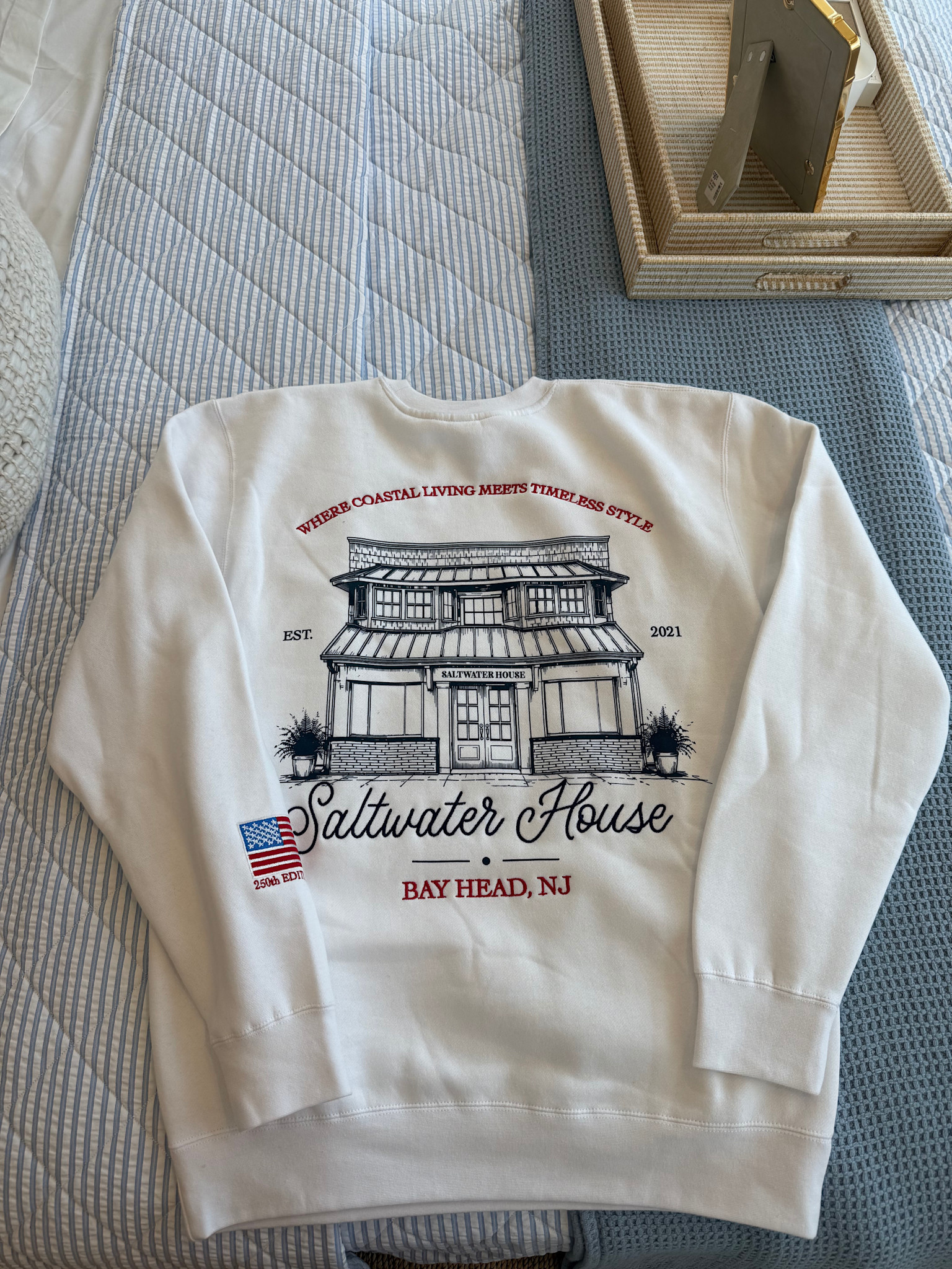 Saltwater House White Embroidered Saltwater House Crewneck