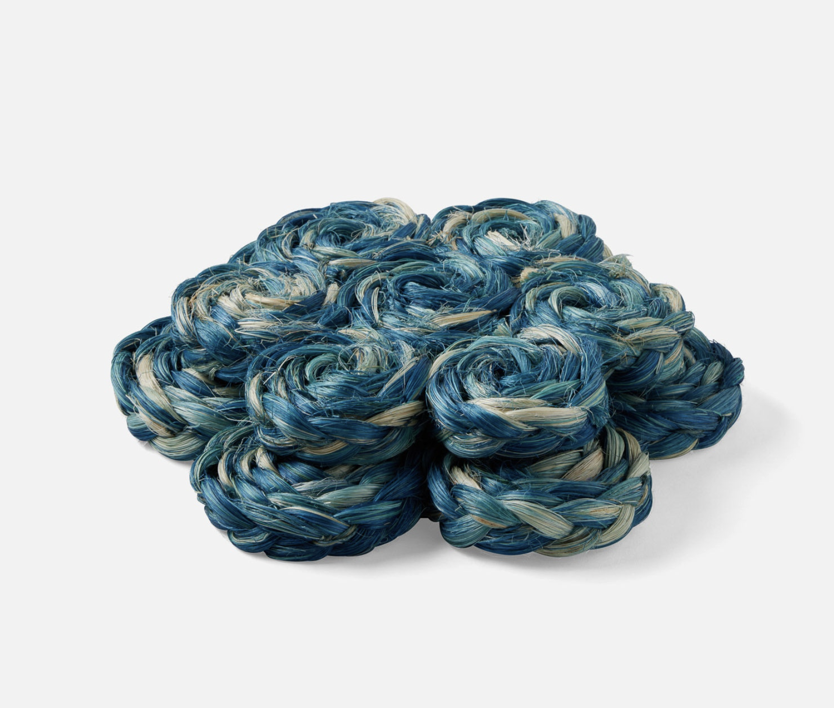 Blue Pheasant Keenan Blue Abaca Trivets Set of 2
