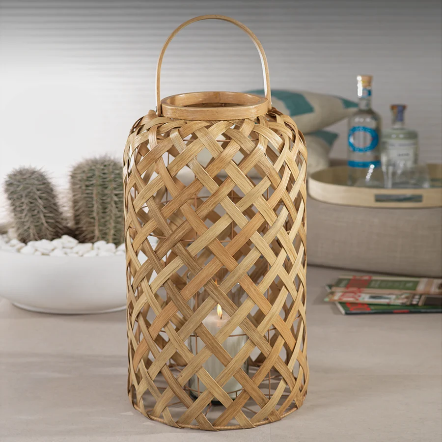 Zodax Saros Flatcore Rattan Lantern 24in
