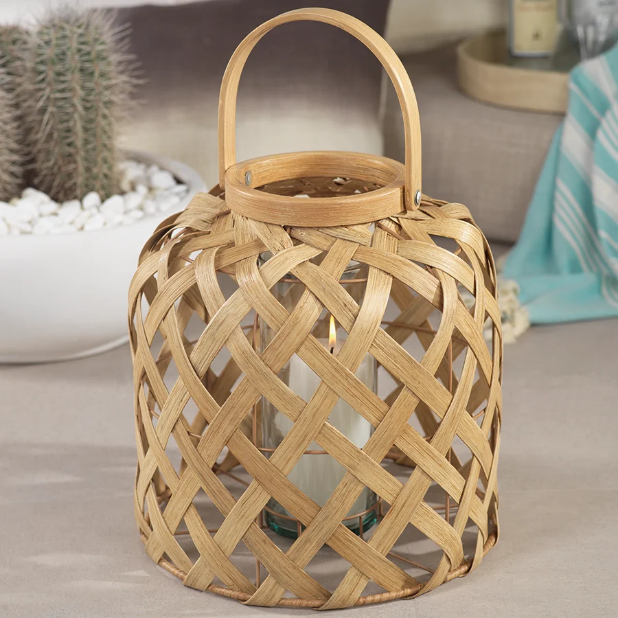 Zodax Saros Flatcore Rattan Lantern 13in