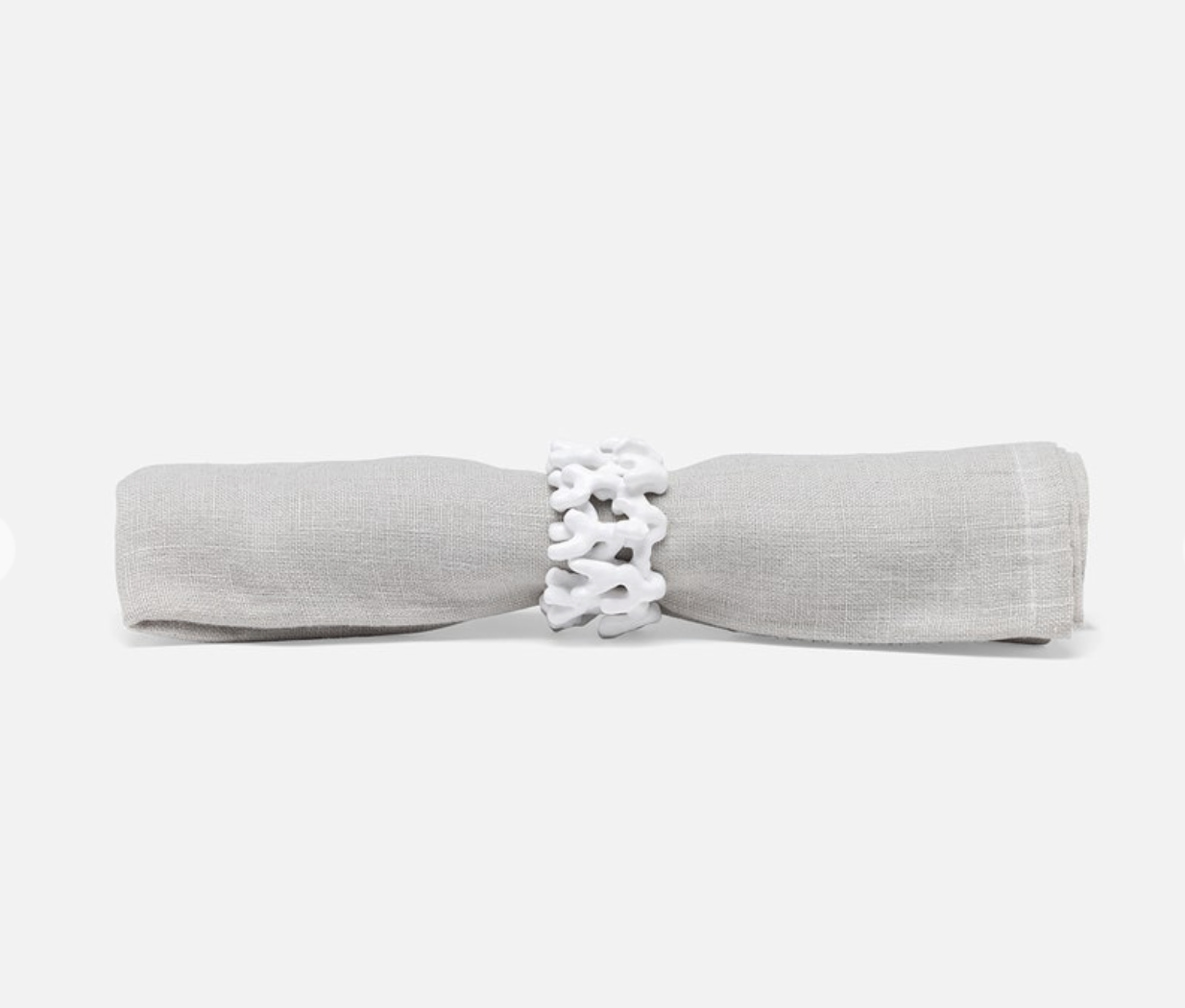 Blue Pheasant Sasha, White Coated, Coral Napkin Ring, Set of 4