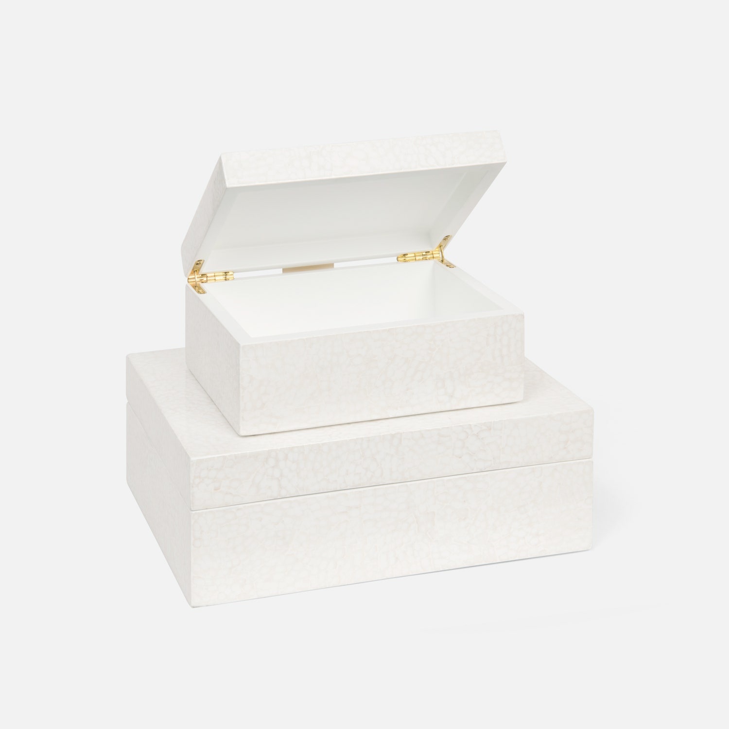 Made Goods Della White Lacquered Eggshell Box