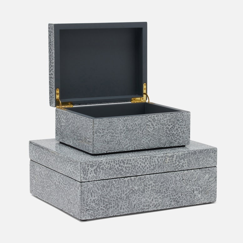 Made Goods Della Silver/White Lacquered Eggshell Box