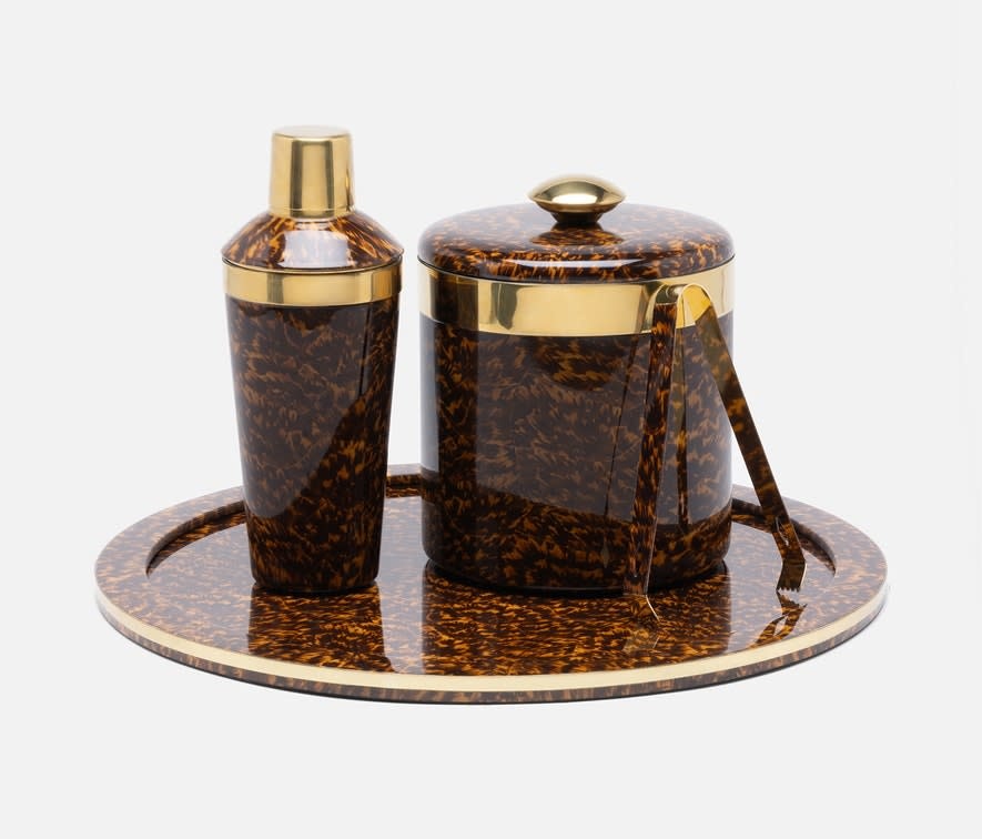 Blue Pheasant MAXIMILIAN, High Gloss/Gold, Cocktail Shaker, Faux Tortoise/Brass