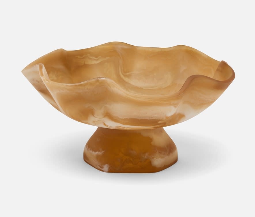 Blue Pheasant Cara Amber Swirled Fruit Bowl Large Resin