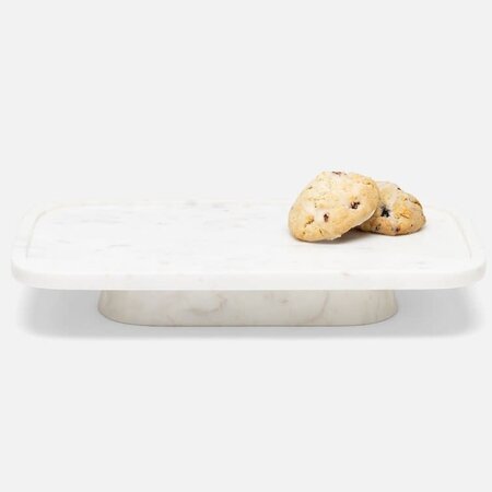Blue Pheasant PIETRO, White, Rectangular Serving Platters W/ Stand, Marble,  Large