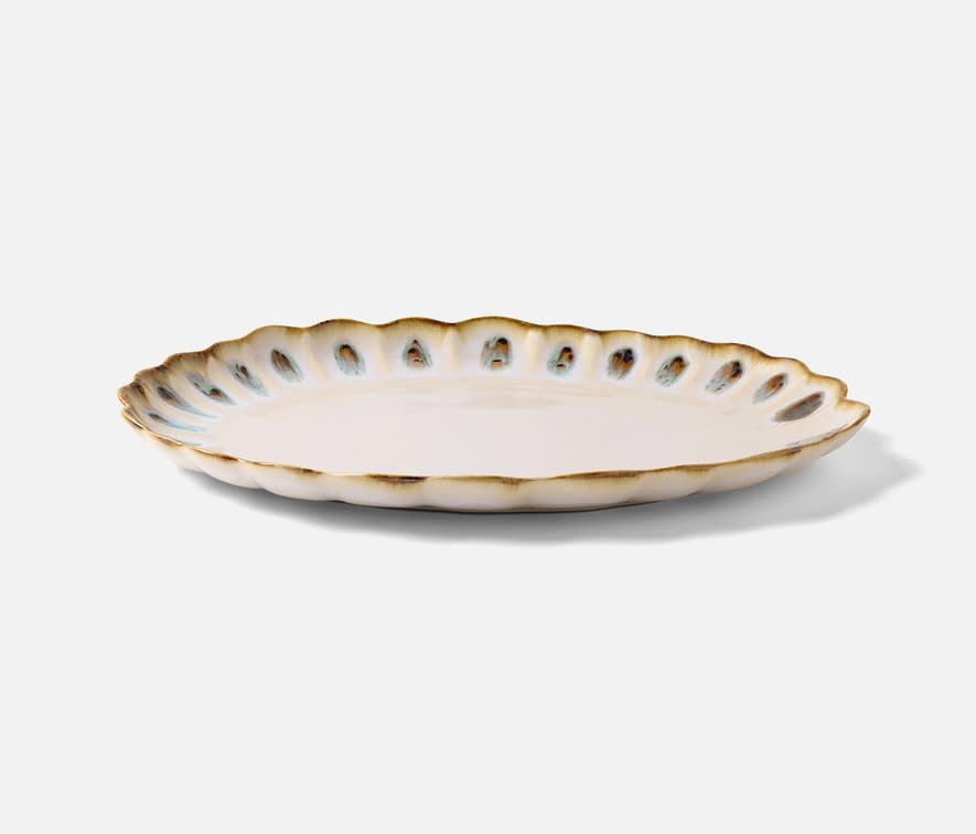 Blue Pheasant AMORIA, Almond/Sage, Oval Serving Platter, Stoneware