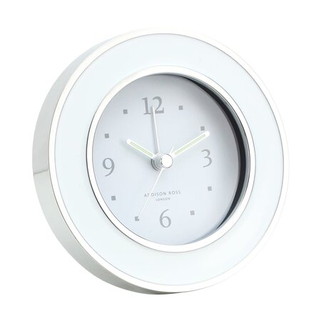 Addison Ross White Enamel Alarm Clock
