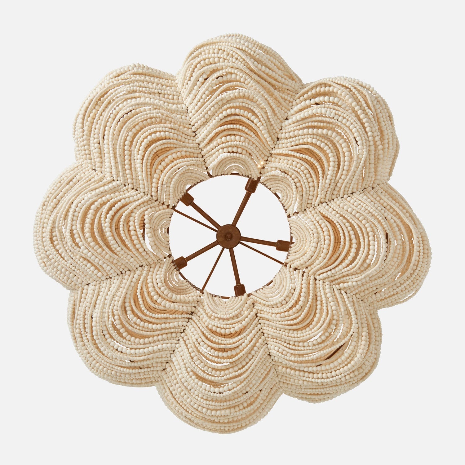 Made Goods KIRA, 32"Dx13"H, White, Wood Beads