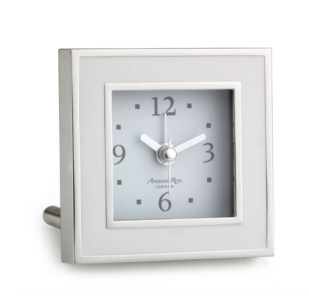 Addison Ross White Enamel Alarm Clock