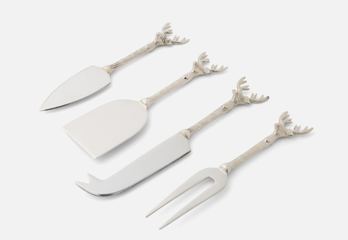 Blue Pheasant DASH, Polished Silver, Set of 4 Cheese Knives, Stainless Steel