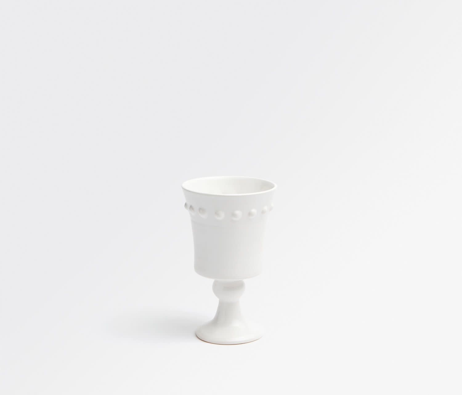 Blue Pheasant White Beaded Rim Vase