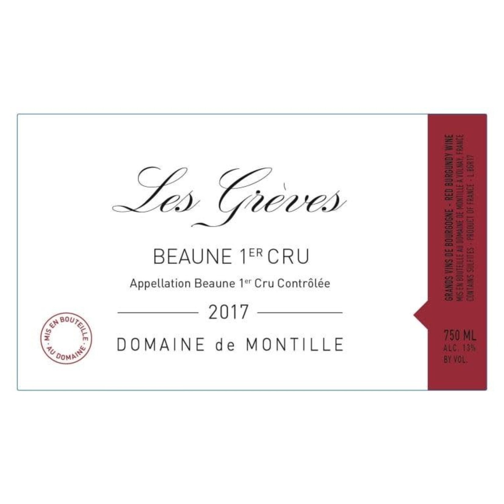 Domaine de Montille Domaine de Montille / Beaune 1er Cru Les Grèves 2017 / 750mL