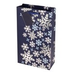 True Brands 2 bottle Blue snowflake wine gift bag