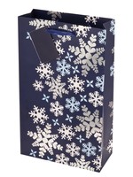 True Brands 2 bottle Blue snowflake wine gift bag