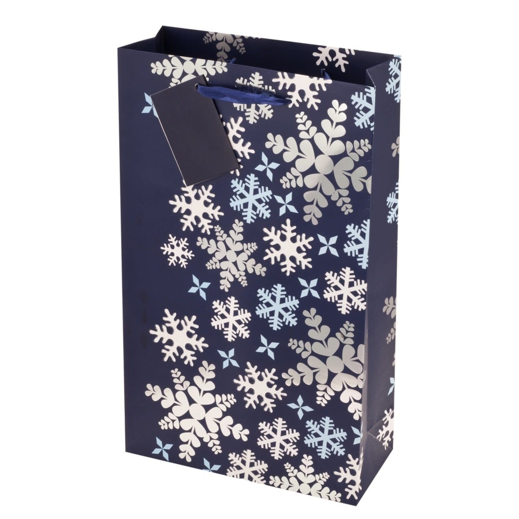 True Brands 2 bottle Blue snowflake wine gift bag