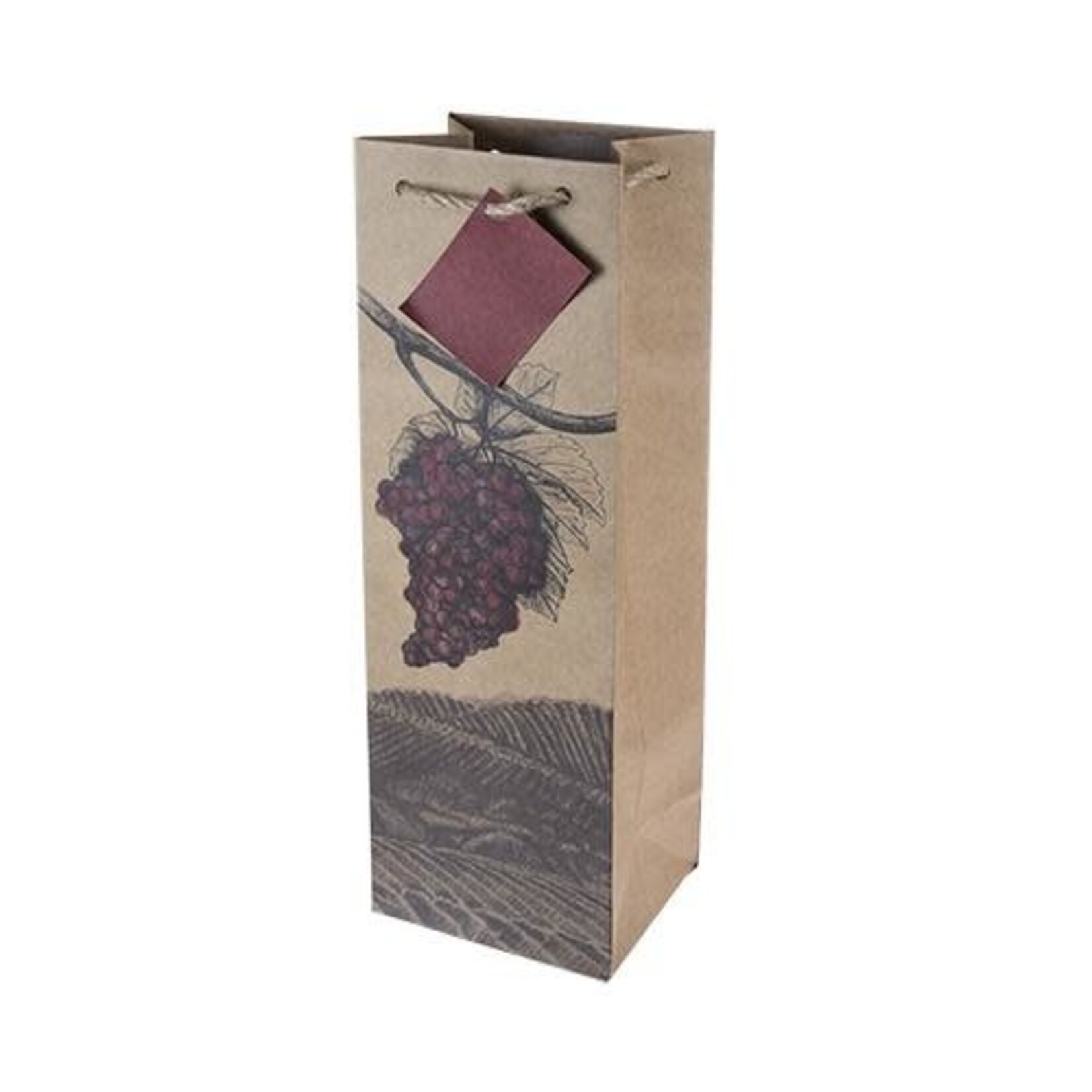 True Brands Illustrated Grapes Single Bottle Wine Bag