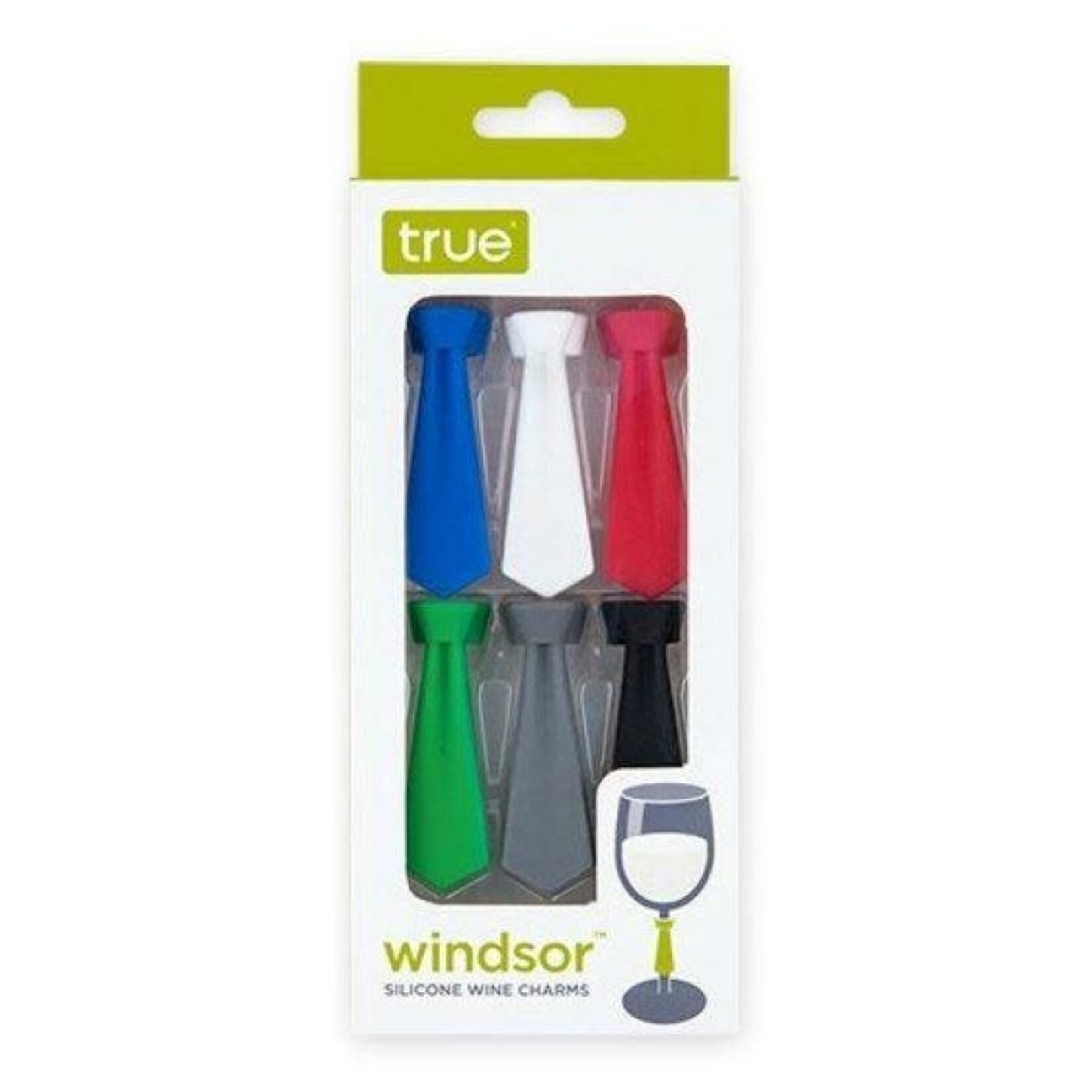 True Brands Windsor Set of 6 Silicone Wine Charms By True