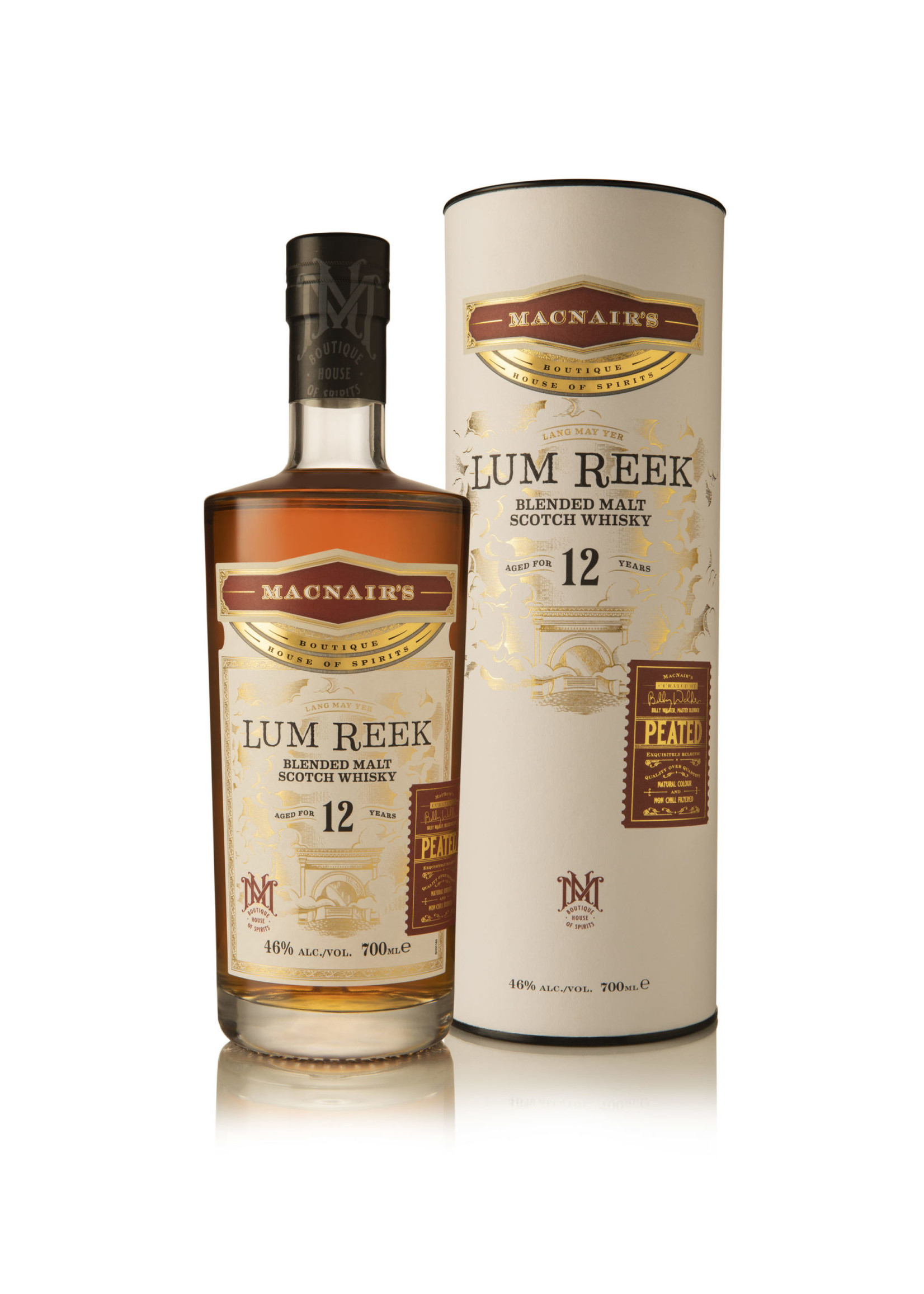 MacNair's MacNair's / Lum Reek 12 Year Peated Blended Malt Whisky 46% abv / 700mL