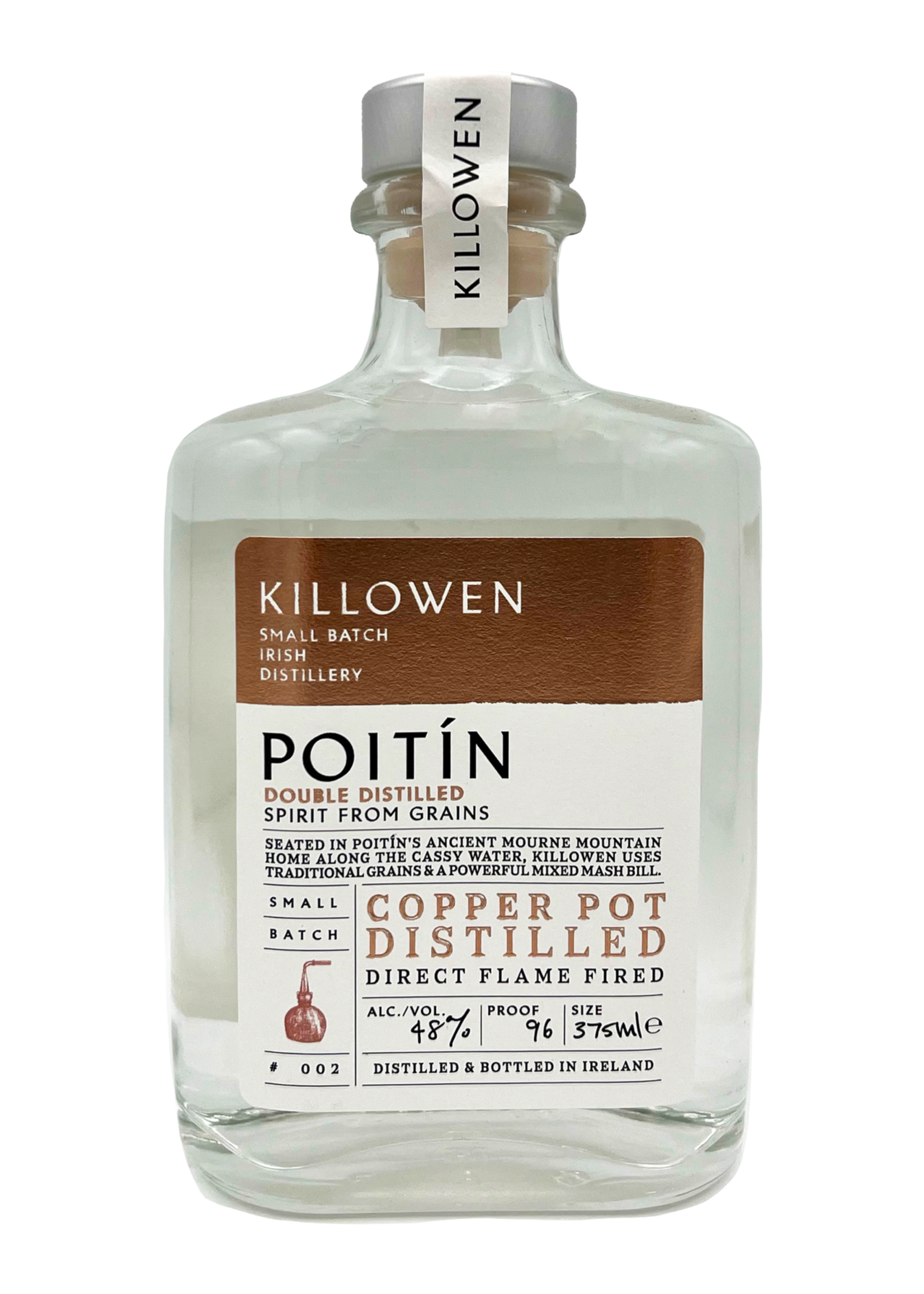 Killowen Killowen Distillery / Poitin Double Copper Pot Distilled Direct Flame Fired Small Batch Irish Whiskey / 375mL