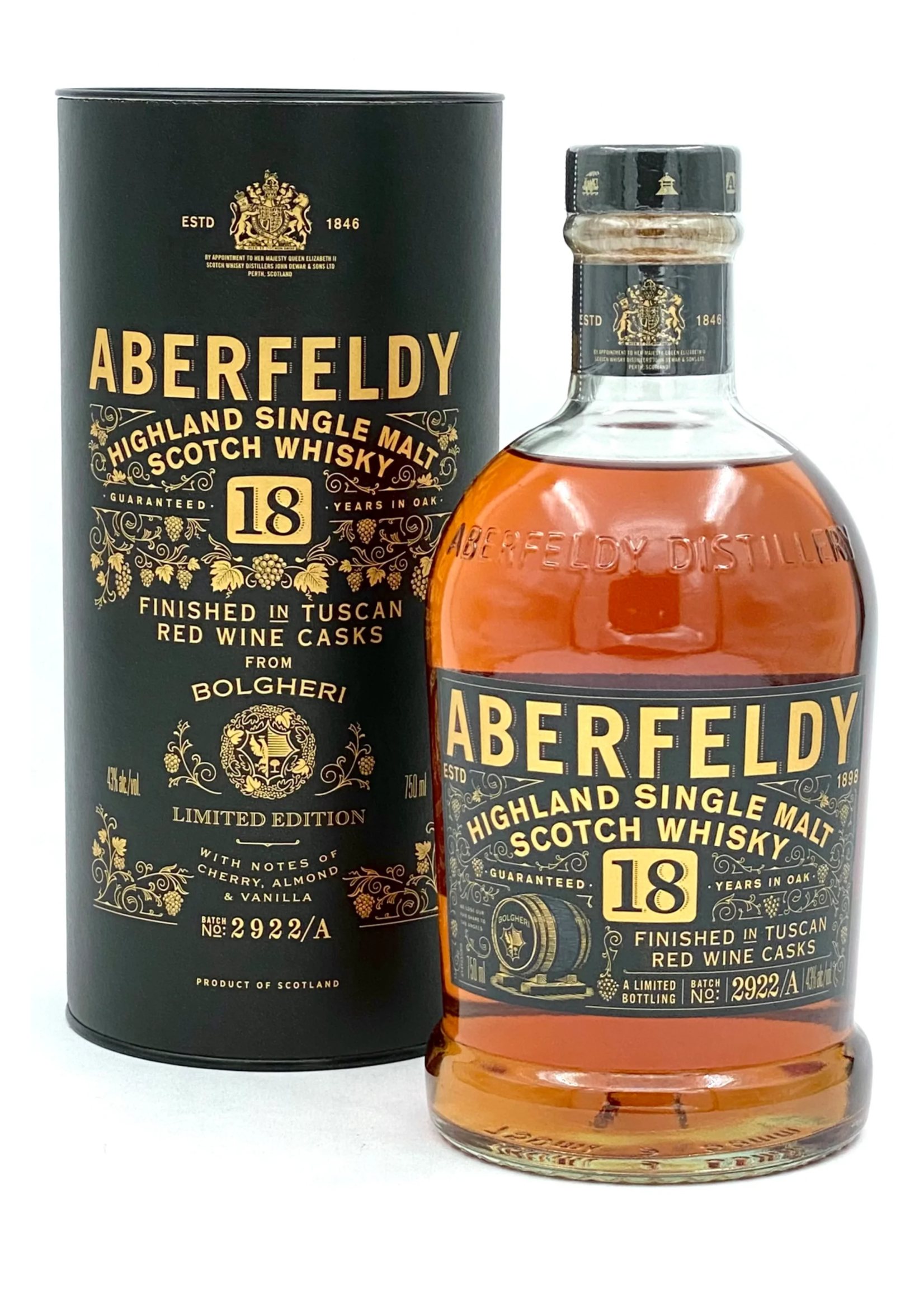 Aberfeldy Aberfeldy / 18 Year Old Tuscan Red Wine Cask from Bolgheri Highland Single Malt Scotch Whisky Limited Edition 43% abv / 750mL