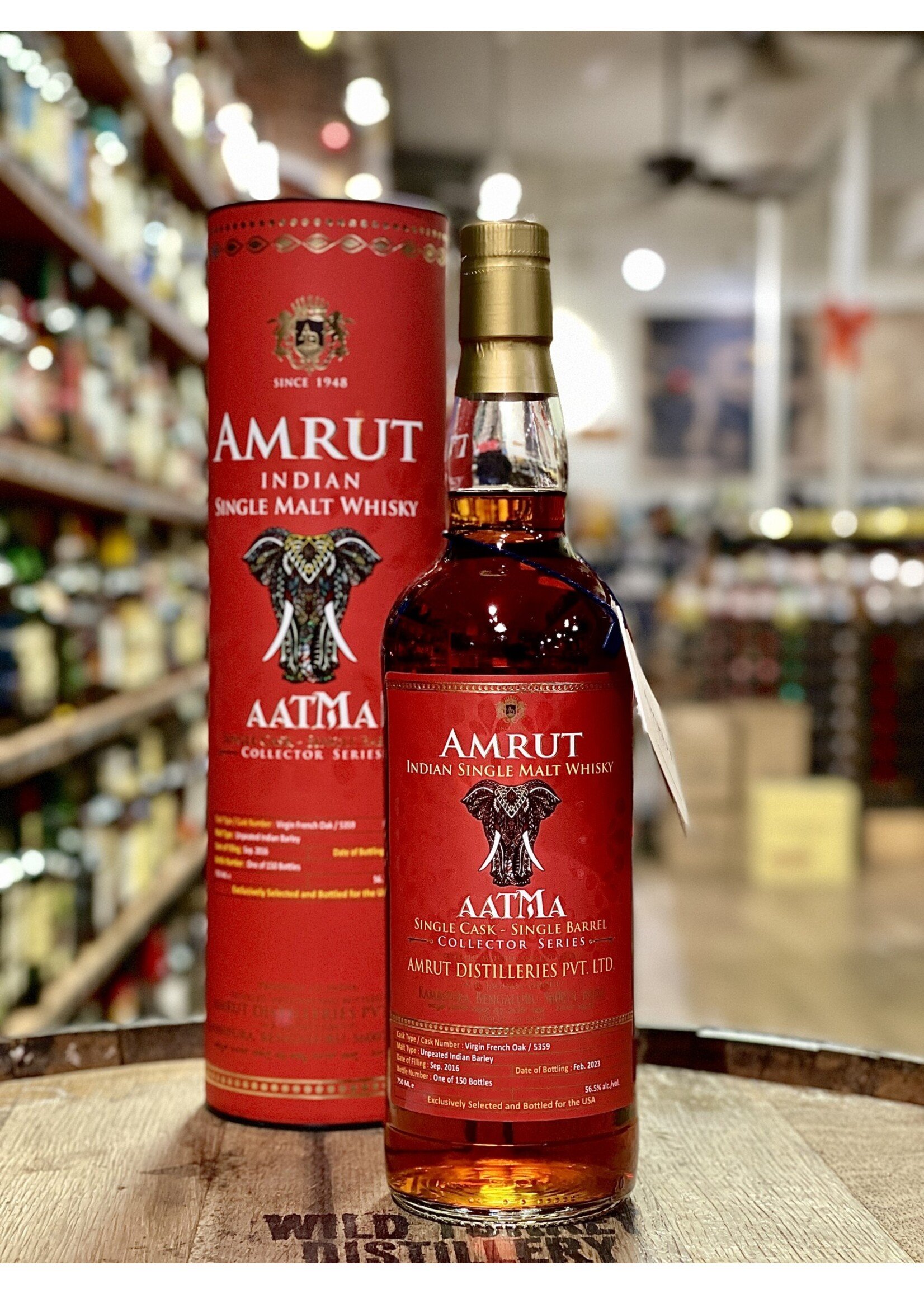 Amrut Distilleries Corp Amrut / Aatma Virgin French Oak Cask #5359 Unpeated Single Cask Indian Single Malt Whisky 56.5% / 750mL
