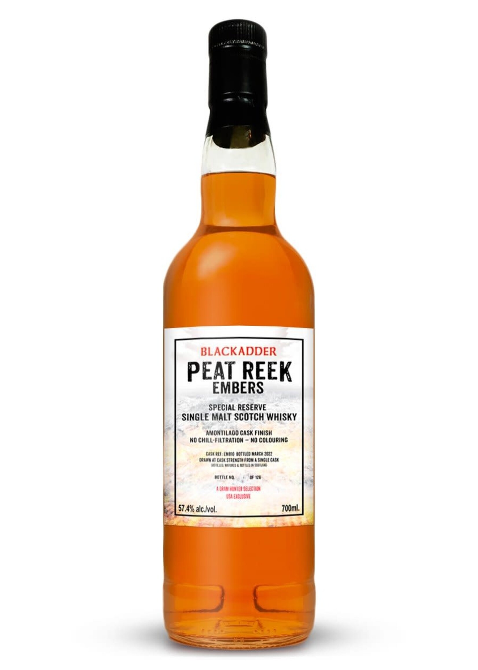 Blackadder Blackadder / Peat Reek Embers Amontilado Sherry Cask Finish Single Cask Single Malt Scotch Whisky 57.4% abv / 700mL