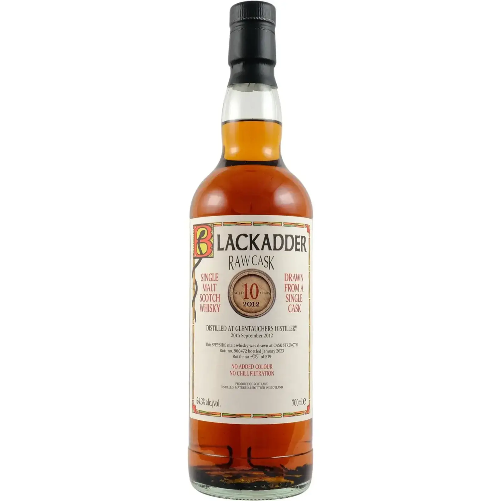 Blackadder Blackadder / Glentauchers 10 Year Distilled 2012 Sherry Butt no. 900472 Single Cask Single Malt Scotch Whisky 64.3% abv 700mL