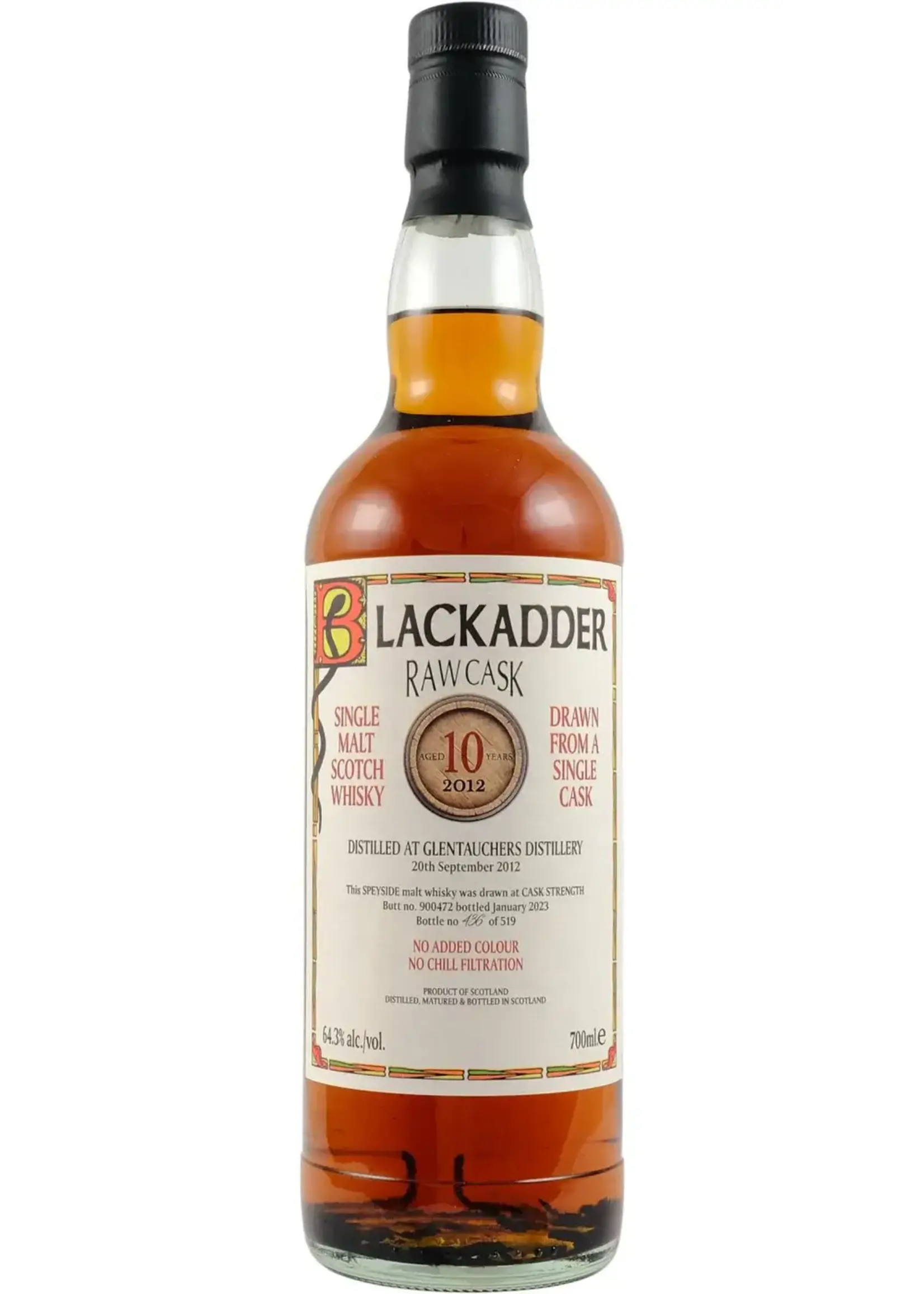 Blackadder Blackadder / Glentauchers 10 Year Distilled 2012 Sherry Butt no. 900472 Single Cask Single Malt Scotch Whisky 64.3% abv 700mL