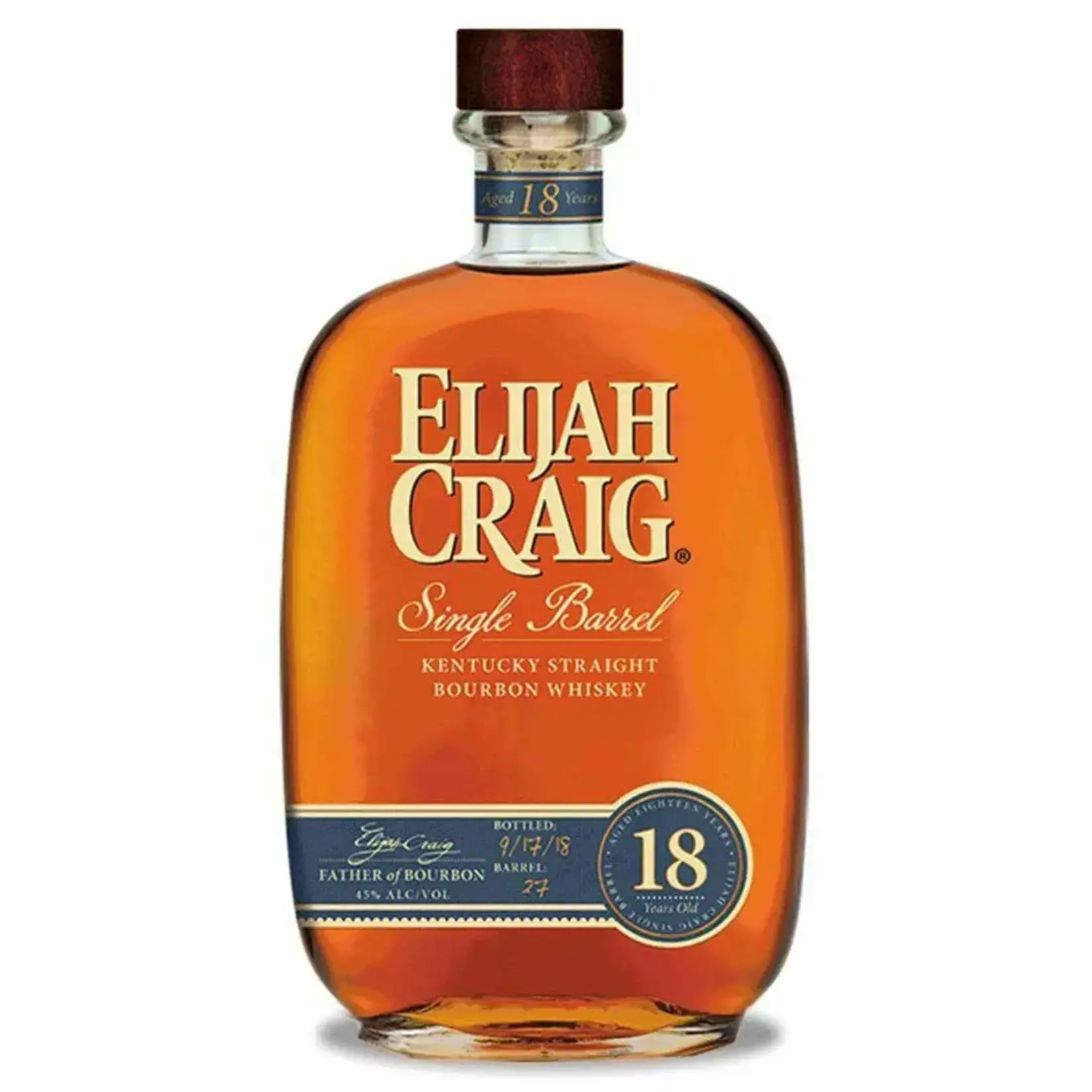 Elijah Craig Elijah Craig / 18 Year Old Single Barrel Straight Bourbon Whiskey / 750mL