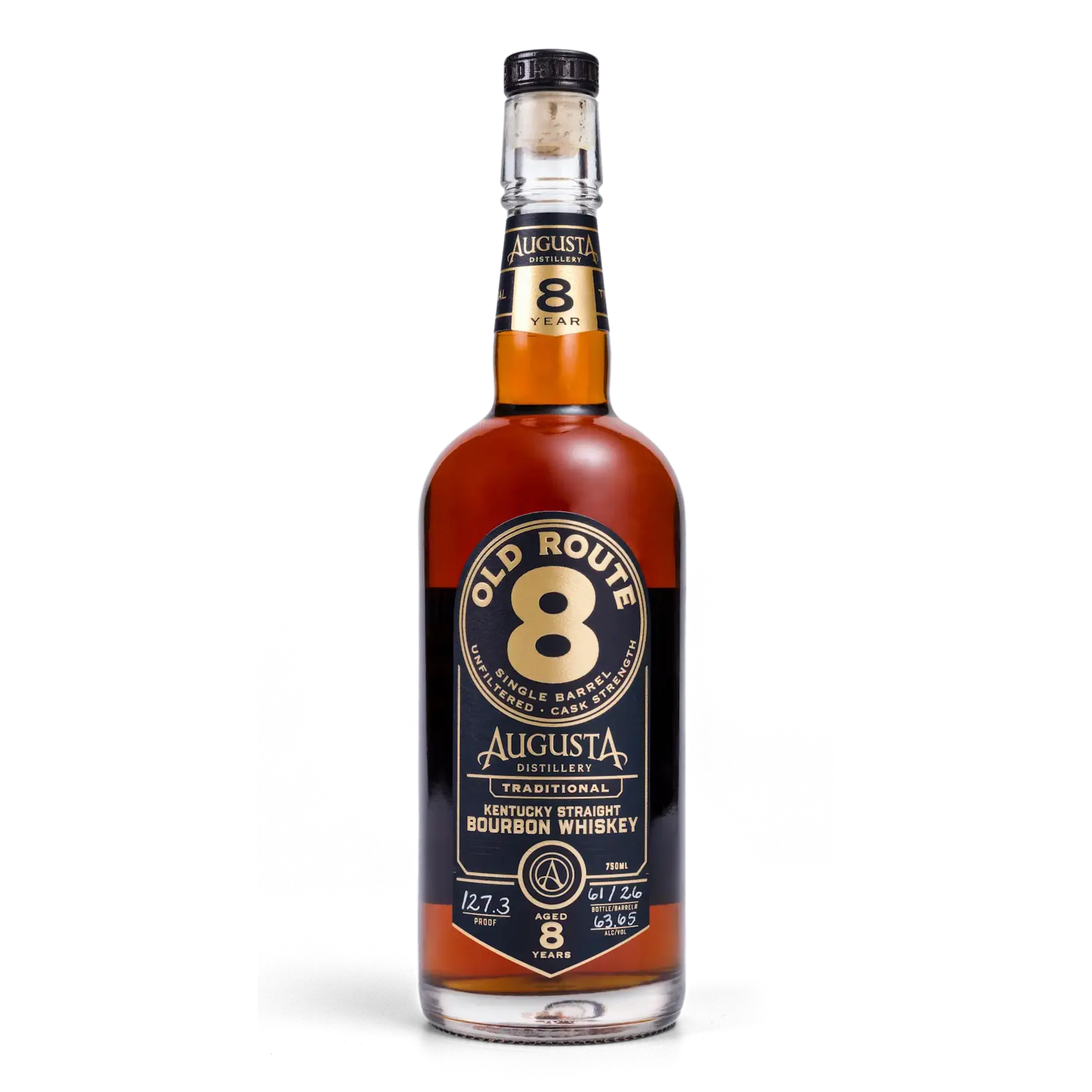 Augusta Distillery / 8 Years Old Route 8 Single Barrel Unfiltered Cask Strength Kentucky Straight Bourbon Whiskey / 750mL