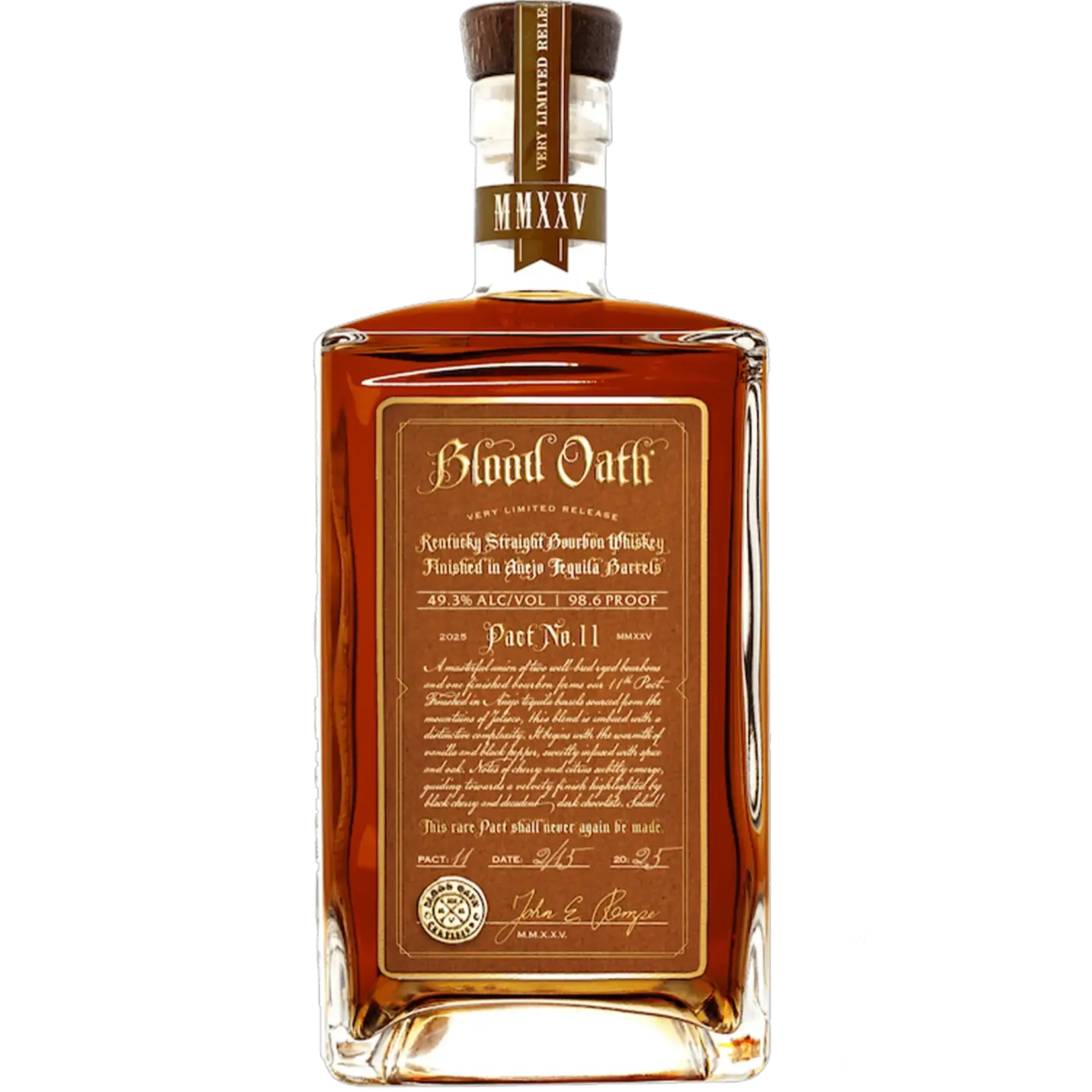 Blood Oath Blood Oath / Very Limited Release 2025 Pact #11 Finished In Anejo Tequila Barrels Kentucky Straight Bourbon Whiskey / 750mL