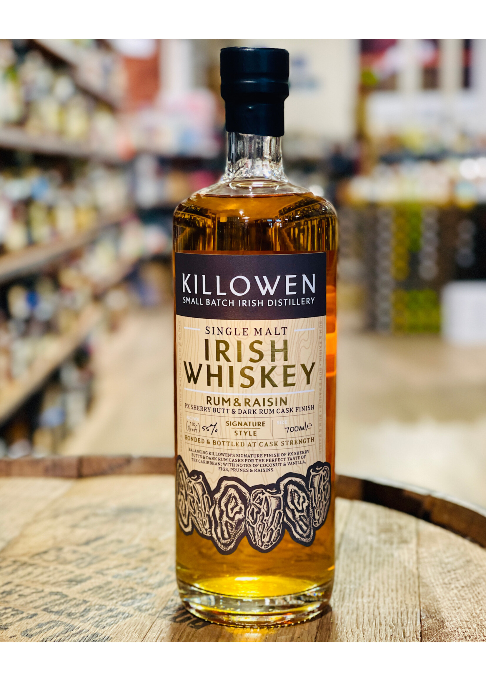 Killowen Distillery / 5 Year Old Signature Rum & Raisin Inspired Small Batch Single Malt Irish Whiskey / 700mL