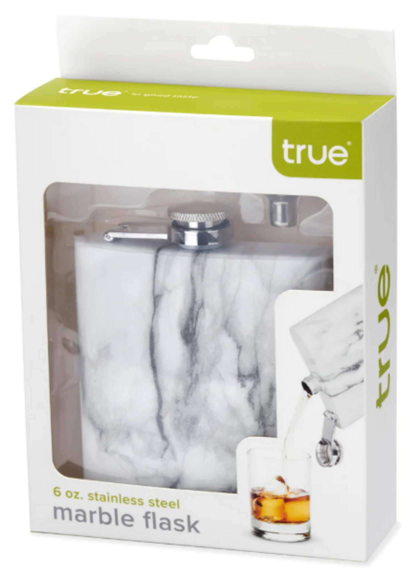 True Brands Marble 6oz Stainless Steel True Flask