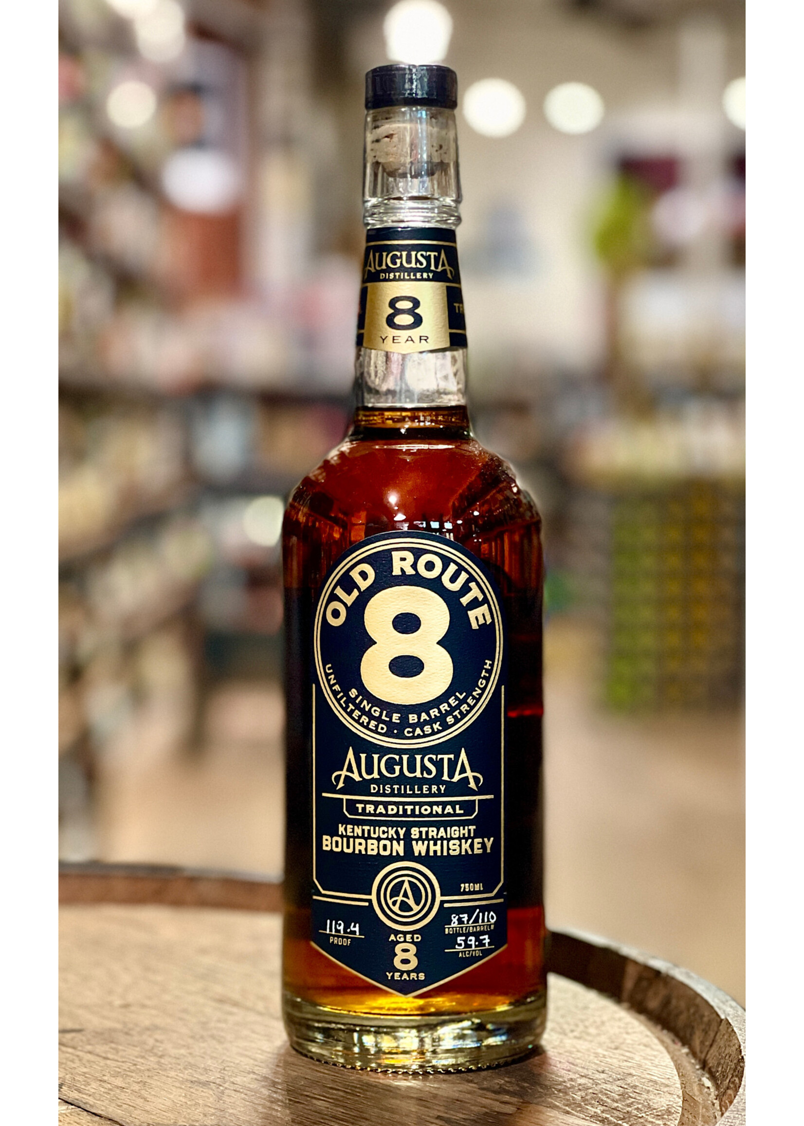 Augusta Distillery / 8 Years Old Route 8 Single Barrel Unfiltered Cask Strength Kentucky Straight Bourbon Whiskey / 750mL