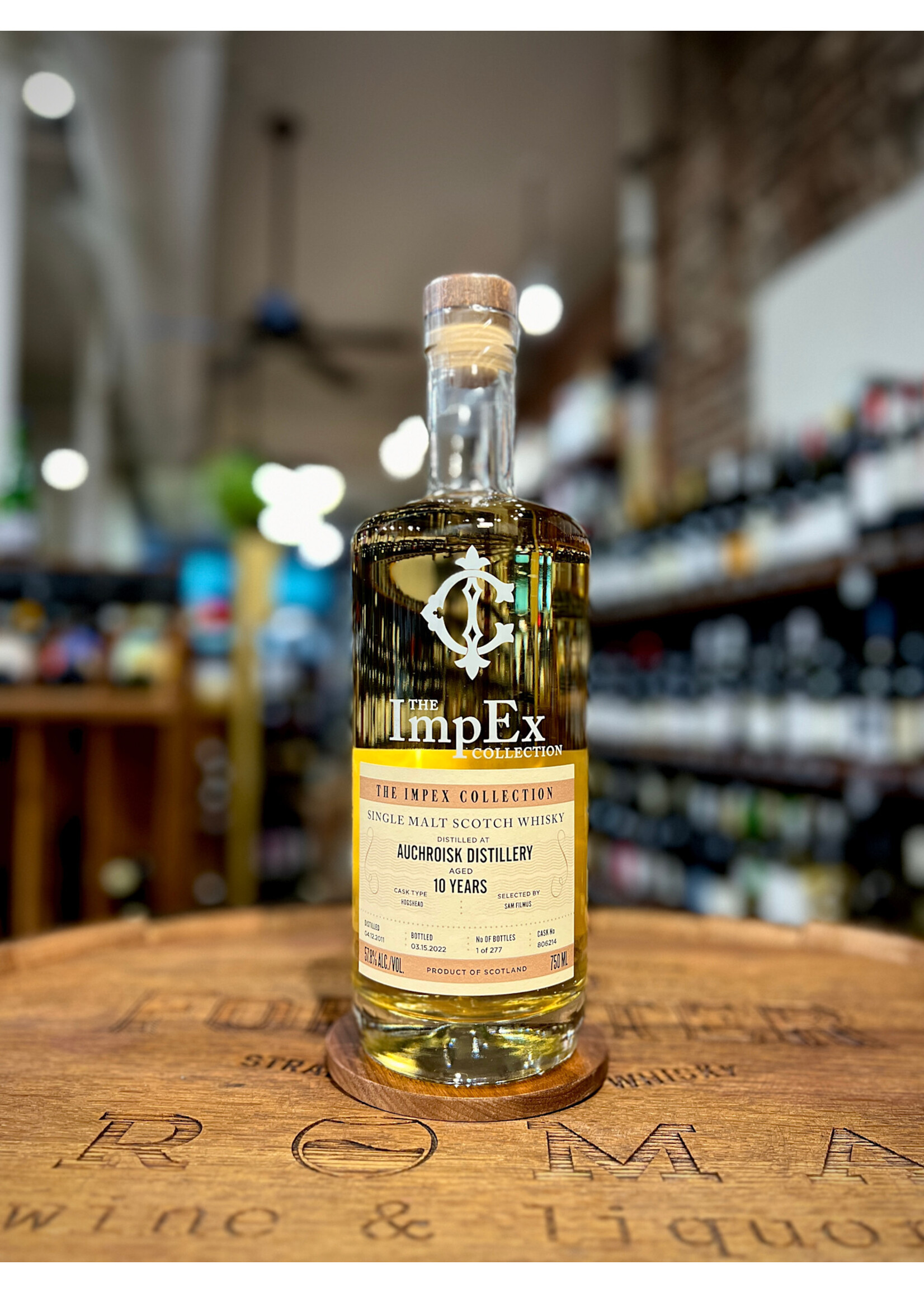 The Impex Collection The Impex Collection / Auchroisk 10 Year Single Cask Single Malt Scotch Whisky 57.8% abv / 750mL