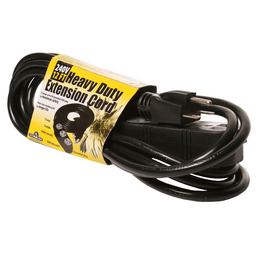 Hydrofarm Heavy Duty Extension Cord, 240V, 12'