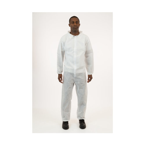 International Enviroguard International Enviroguard White SMS Coverall with Elastic Wrist & Ankle, Size Medium, case of 25