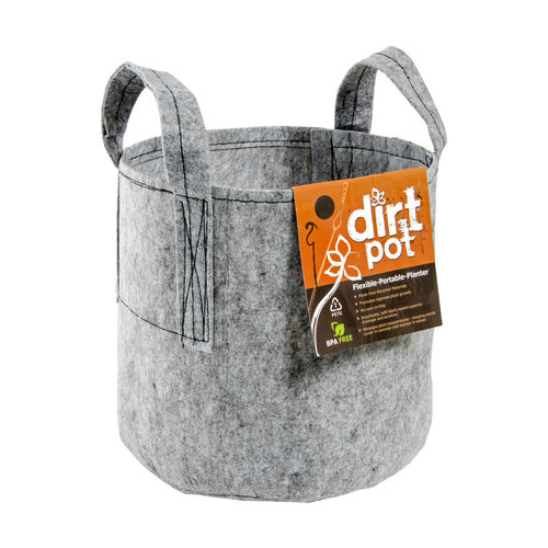 Dirt Pot Dirt Pot Flexible Portable Planter, Grey, 300 gal, with handles