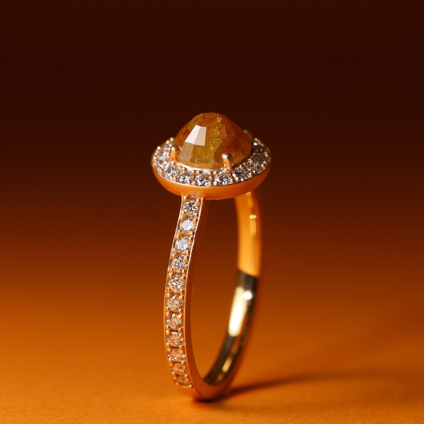 Baxter Moerman Amelia Ring with Tangerine Rose Cut Diamond