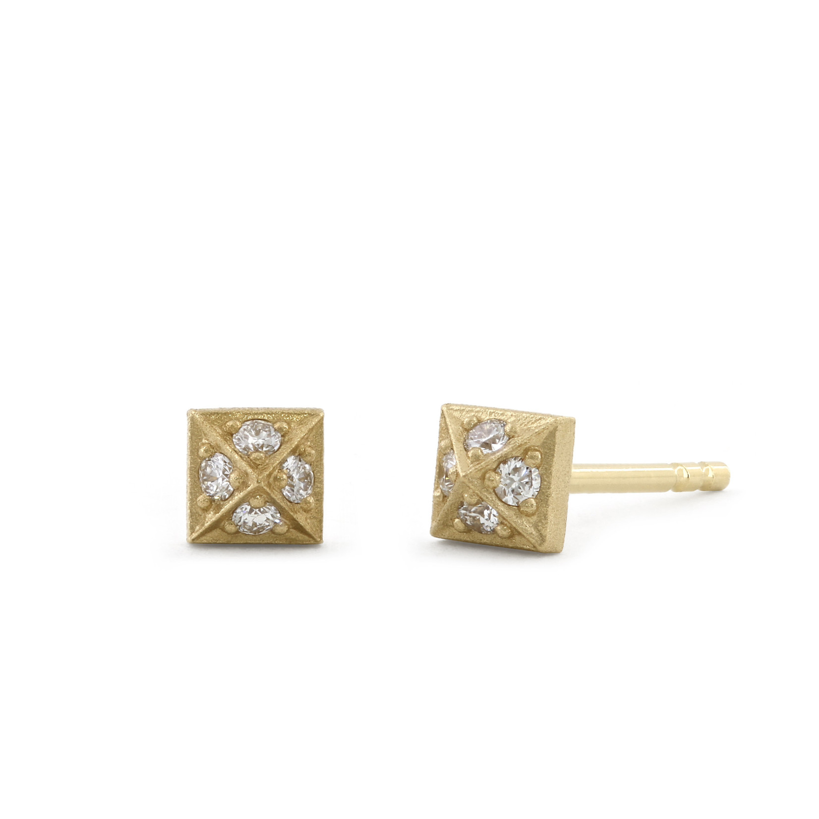 Parts of Four crystal-pyramid stud earring - Gold