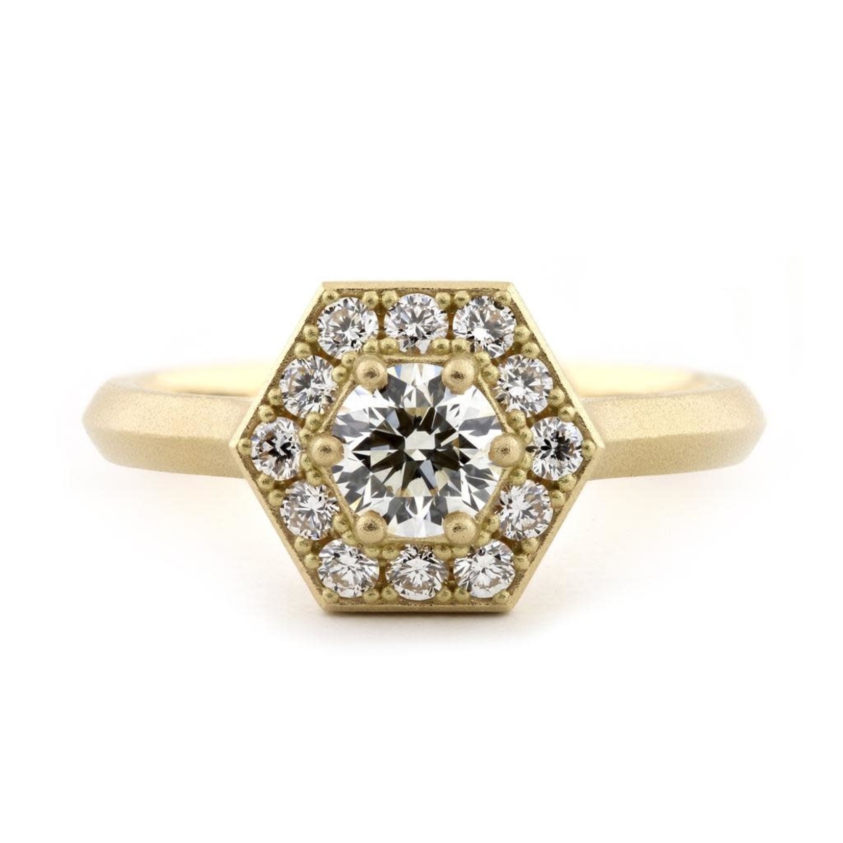 Baxter Moerman Hex Halo Ring with Round Diamond