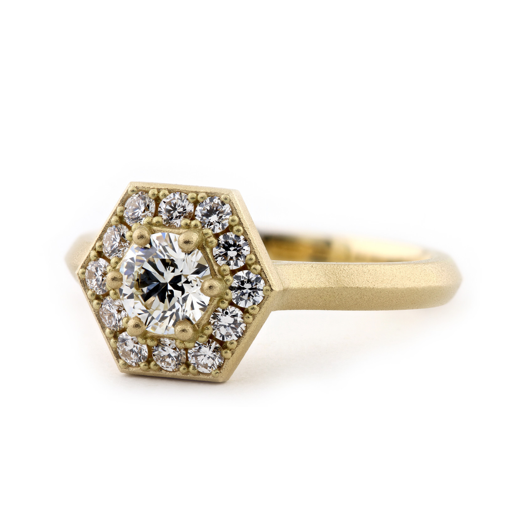 Baxter Moerman Hex Halo Ring with Round Diamond