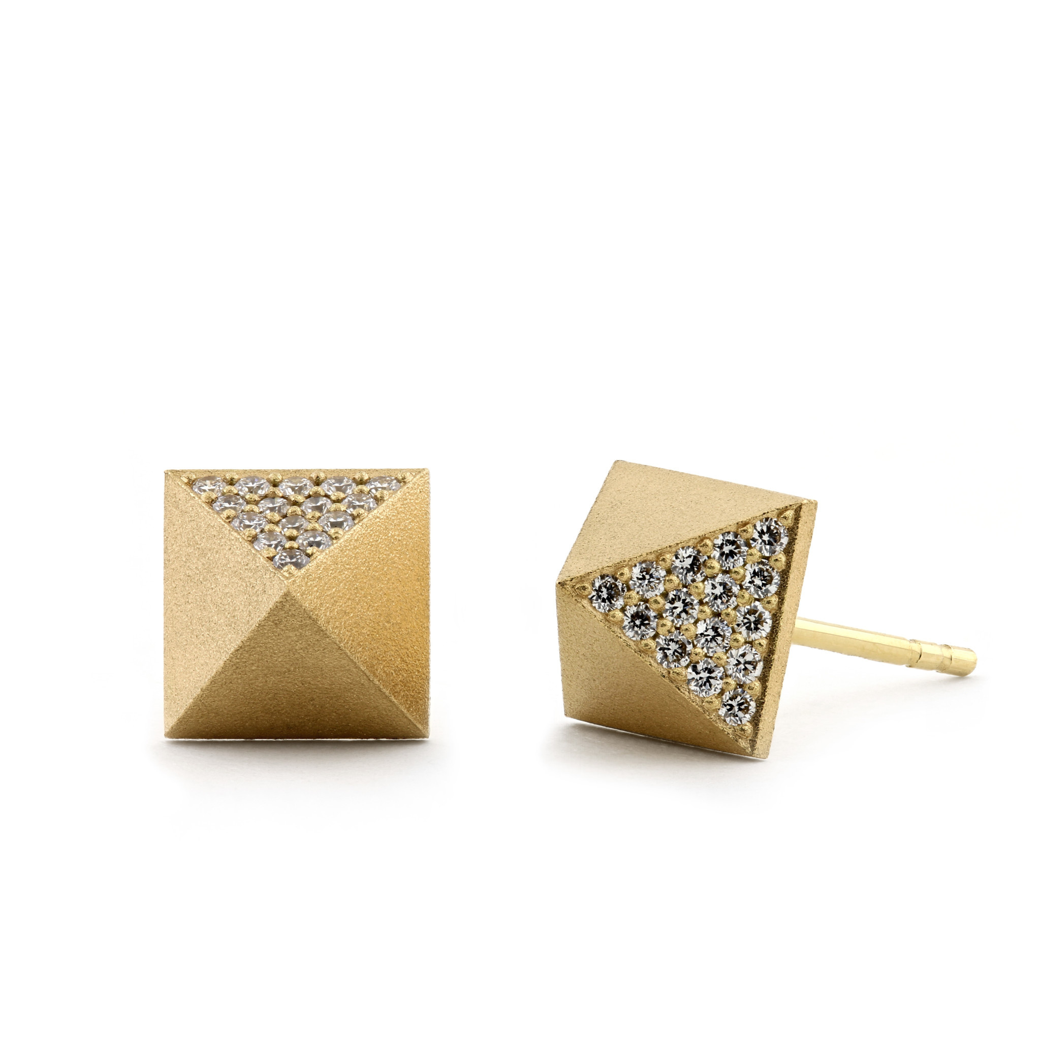 Buy Edgy Pyramid Gold Plated Mini Sterling Silver Stud Earrings by Mannash  Jewellery