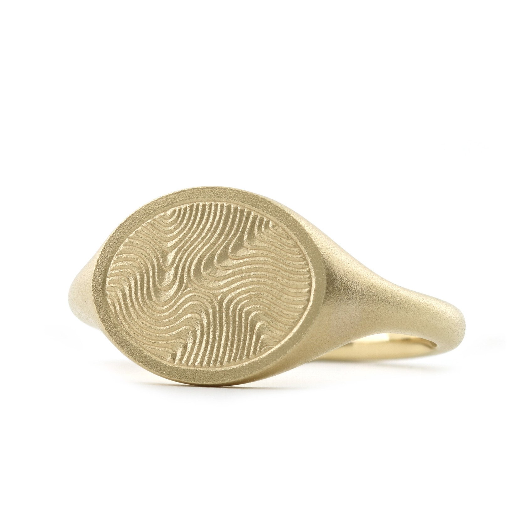 Baxter Moerman Oval Signet Ring with Burl Engraving