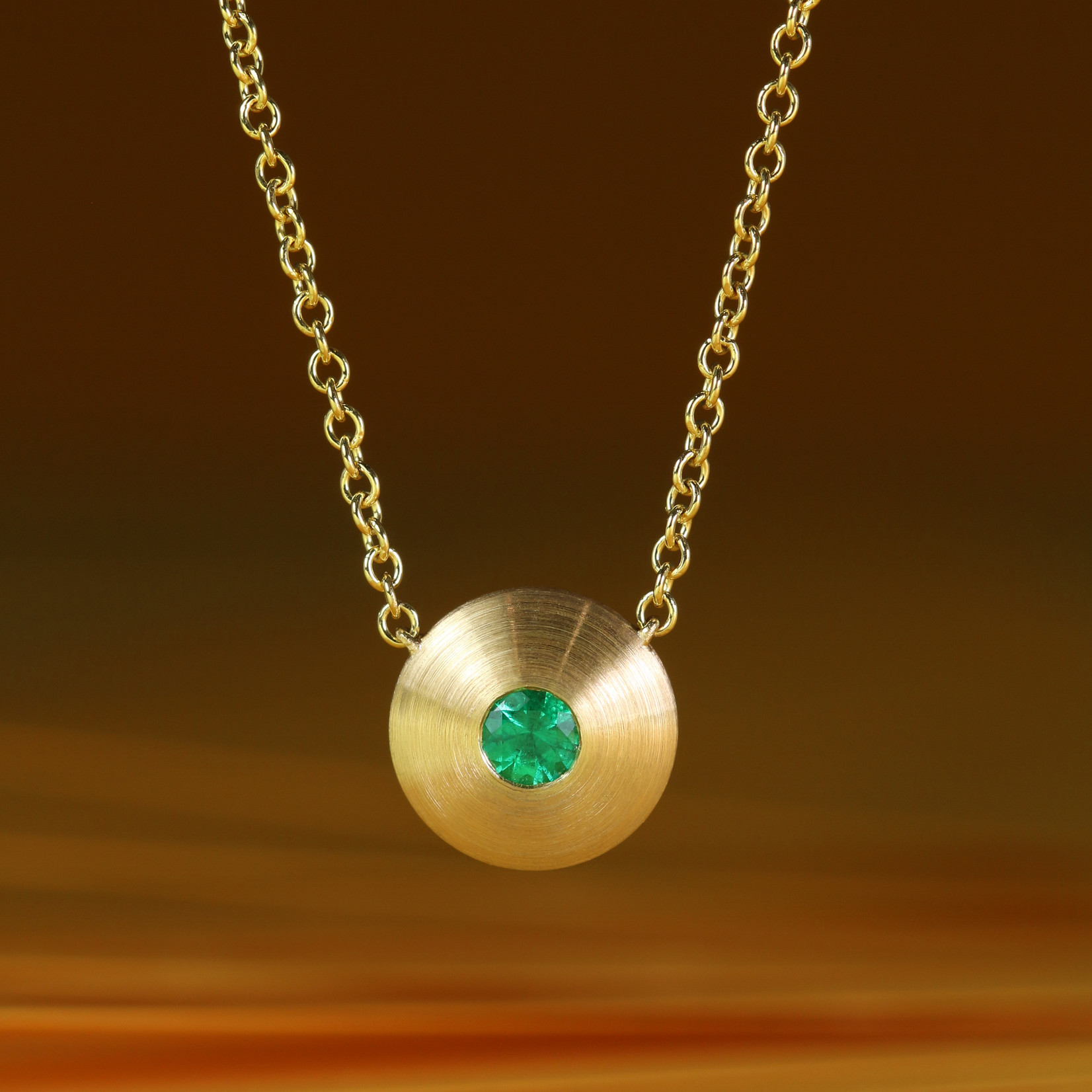 Baxter Moerman Large Cone Necklace with Emerald in Yellow Gold