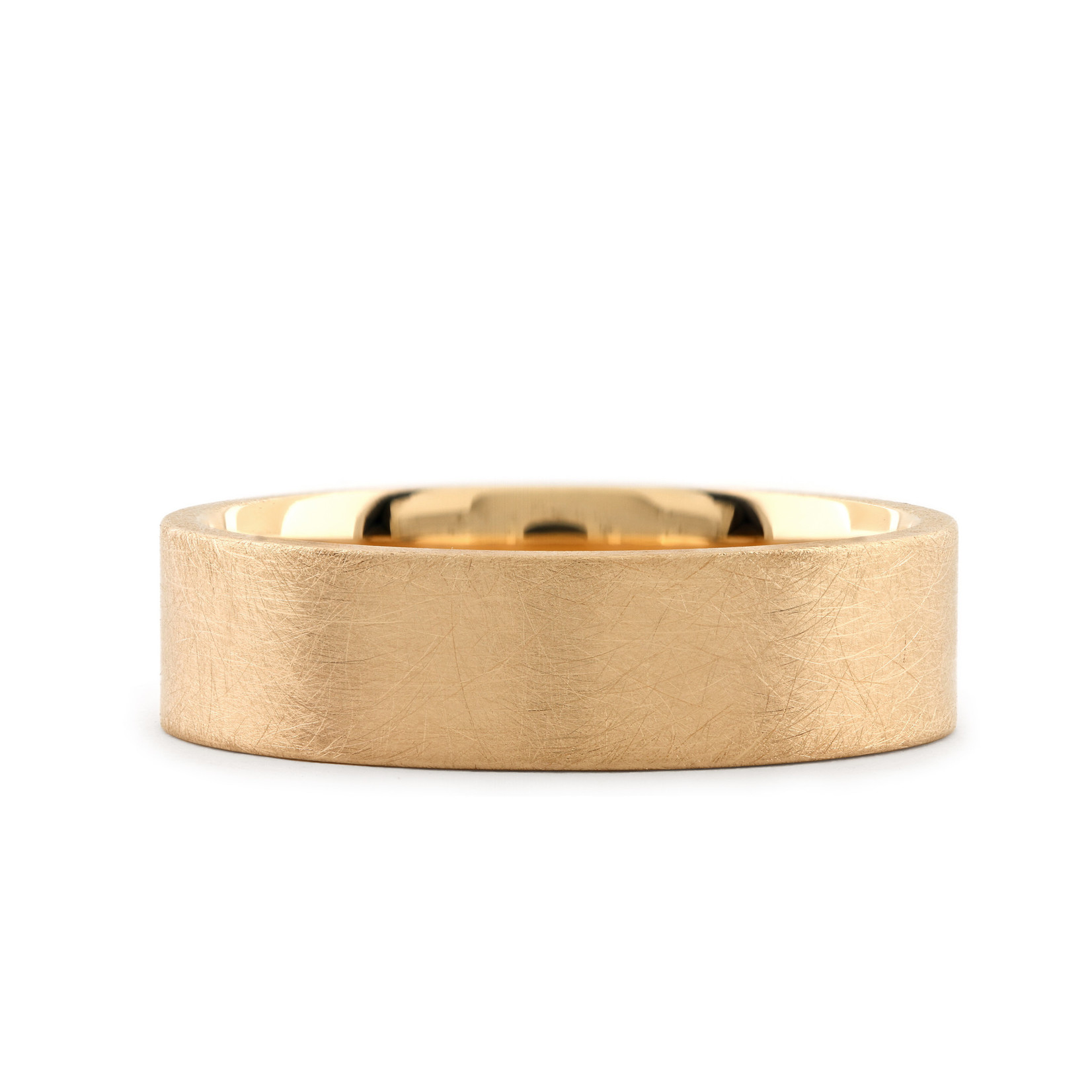 Baxter Moerman Flat Top Band - 6mm Wide, Brushed Finish