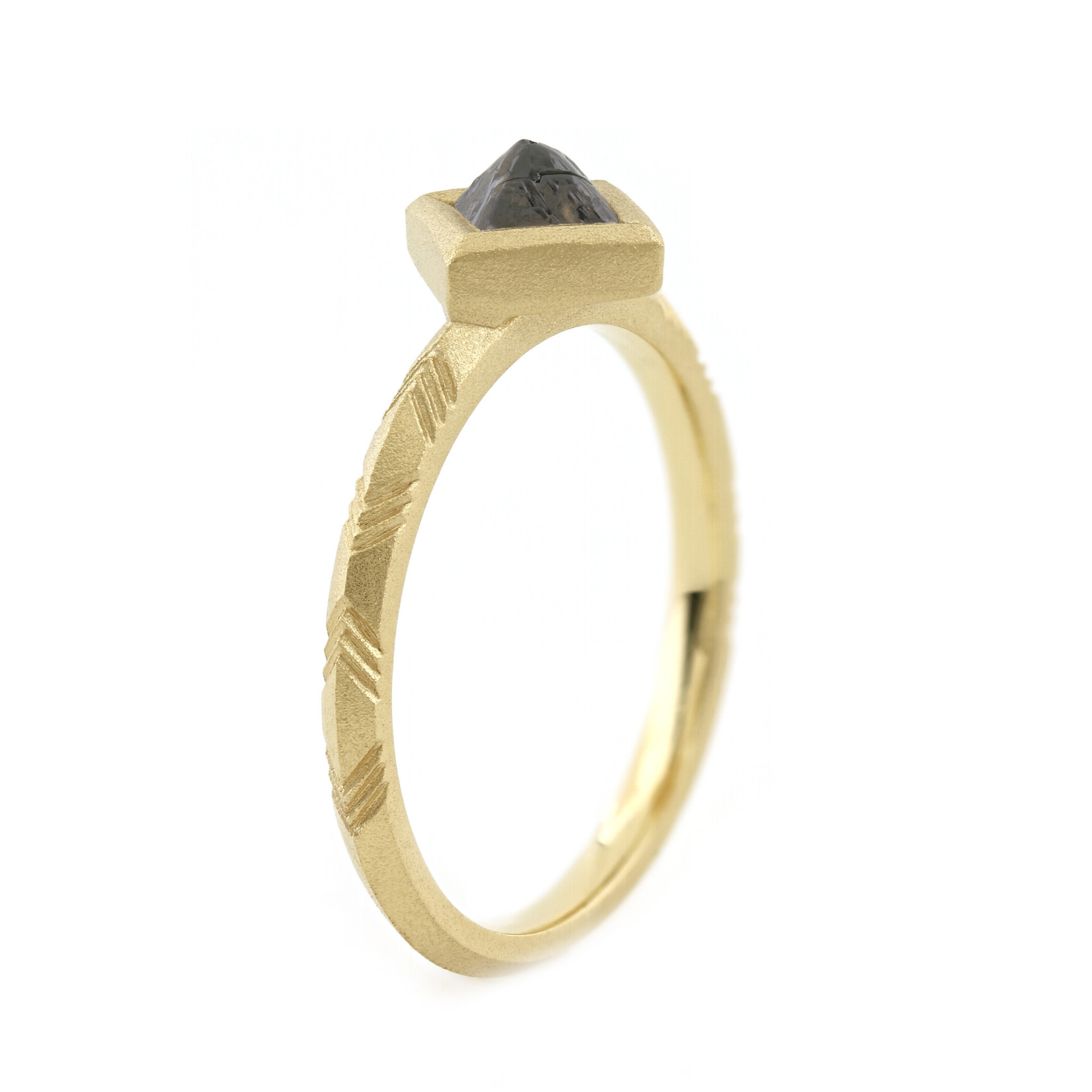 Baxter Moerman Shelby Ring with Sawed Octahedron Diamond in Yellow Gold